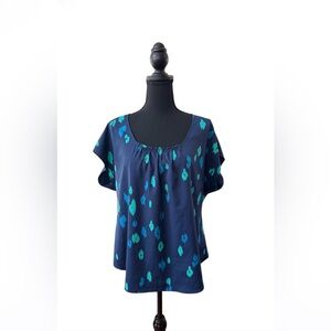 Apt. 9 Dark Blue Blouse with Aqua Accents